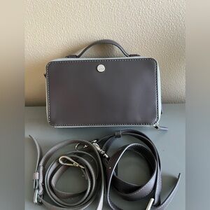 Lodis RFID Gray Gray Leather Crossbody Bag